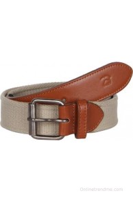 Kaizu Men Casual Beige Canvas, Genuine Leather Belt(Beige)